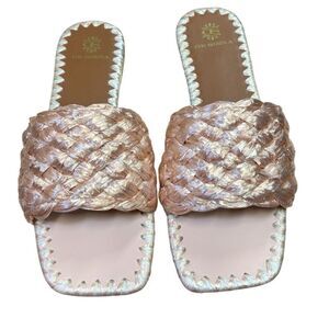 De Siena Camarante Raffia Slide in Rose Gold NWB Size 41/ US 11